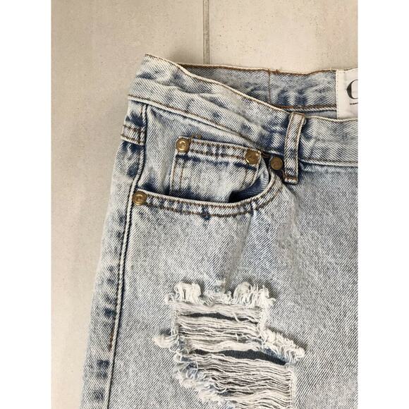 One Teaspoon Distressed Awesome Baggy Cut Off Denim Jeans FLAW - Picture 3 of 11